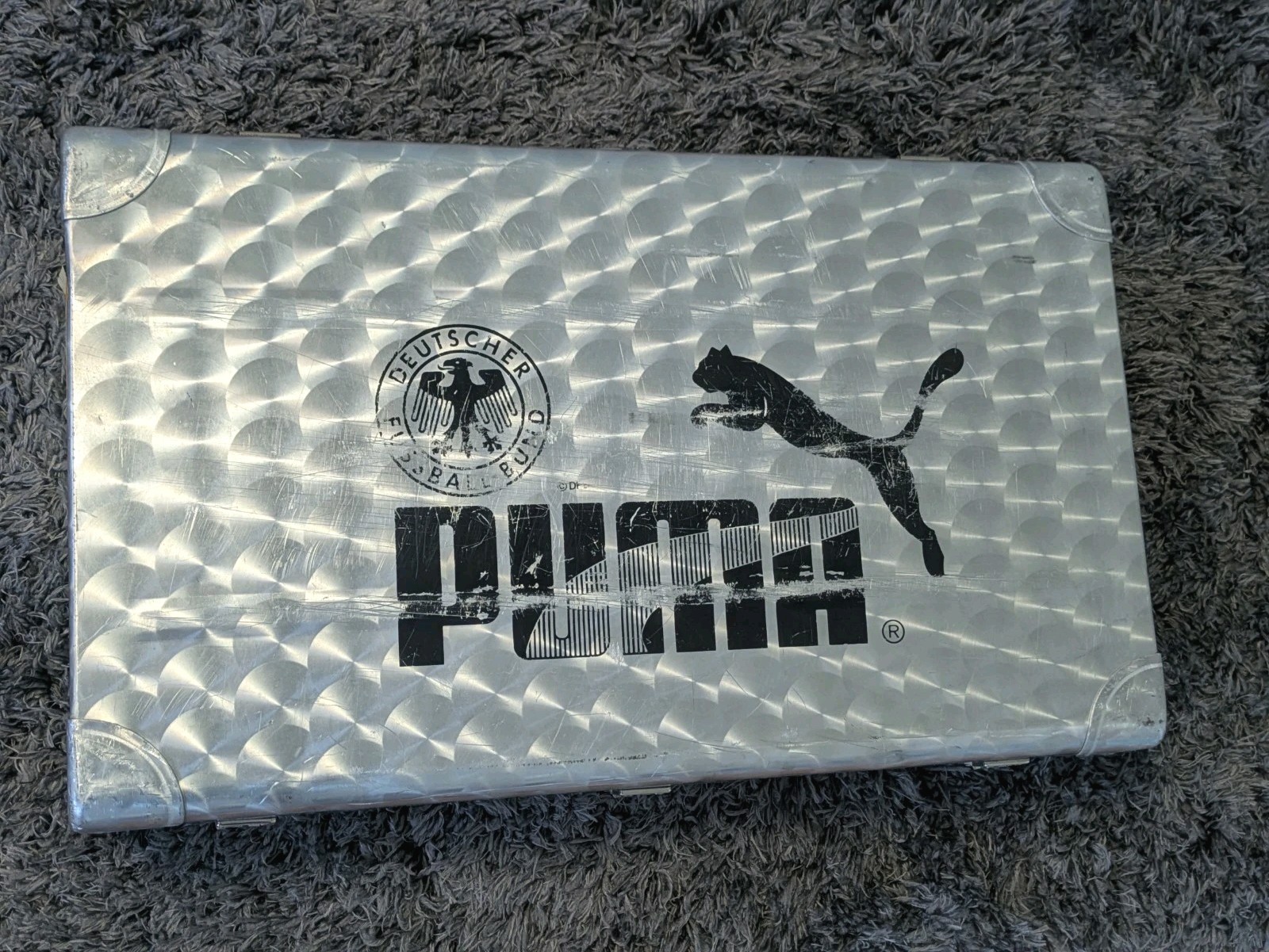 Vintage 1960s Cheney England Machine Age Engine Turned Aluminum Suitcase Large