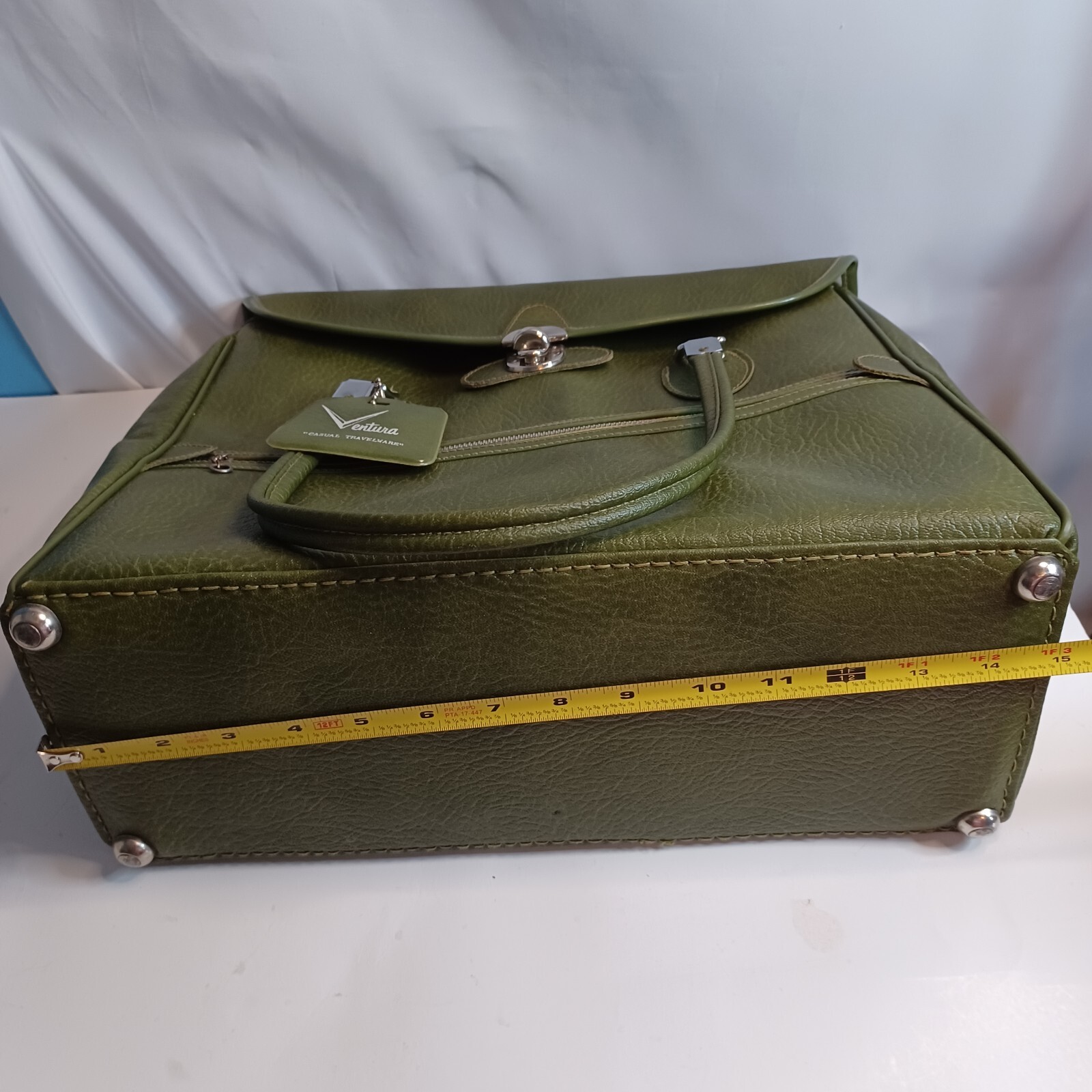 Vintage Ventura Casual Travelware Carry-on Bag Avocado Green ID Tag Retro MCM