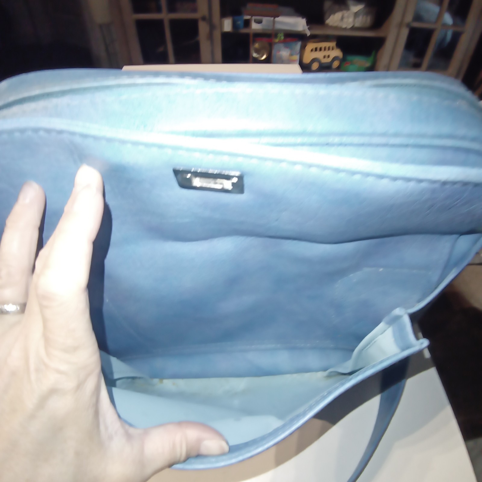 Vintage 1970s Samsonite Over Night Bag Silhouette Blue Faux Leather Carry On