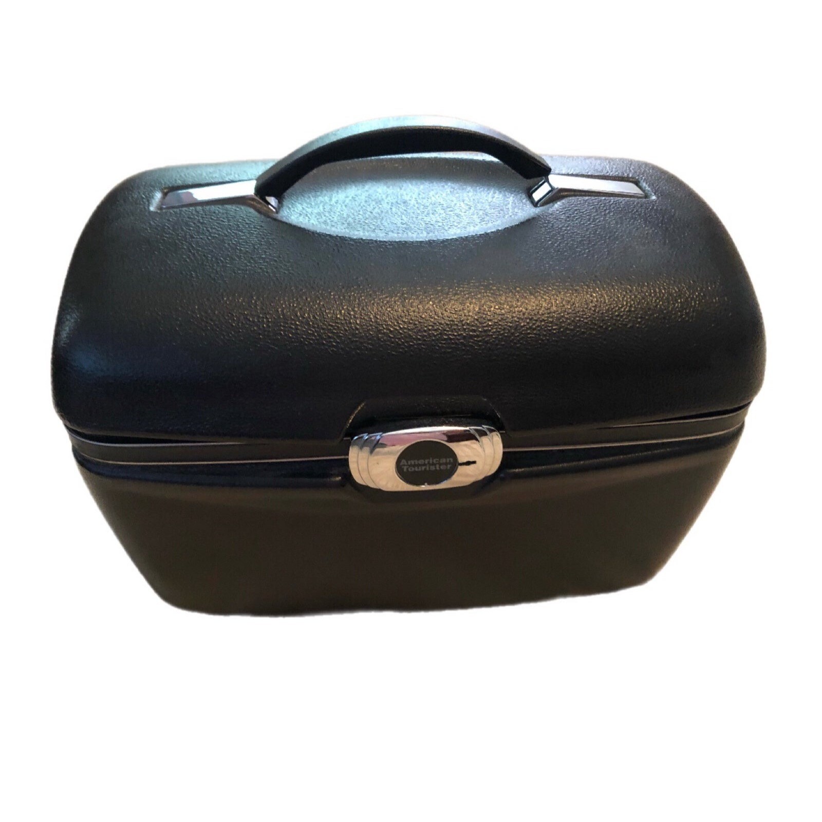 Vintage retro boho American tourister cosmetic travel case black hard shell