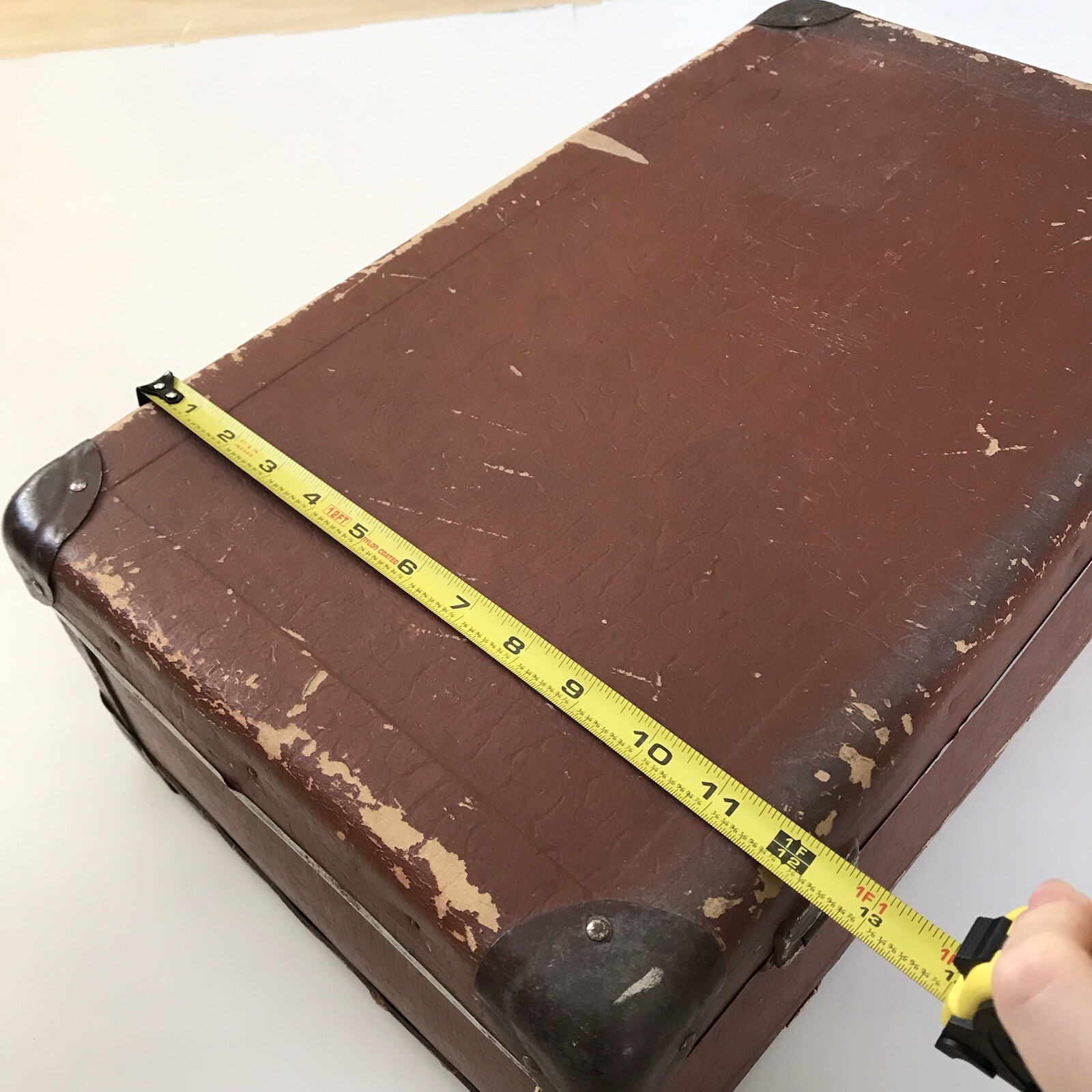 Vintage Brown Hard Shell Suitcase 1960s Paper Lockable MCM Decor Eastern Europe