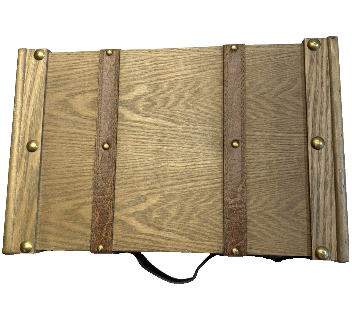 Vintage Wooden Suitcase With Leather Straps/Handles Brass Hardware 16″x10″x6″