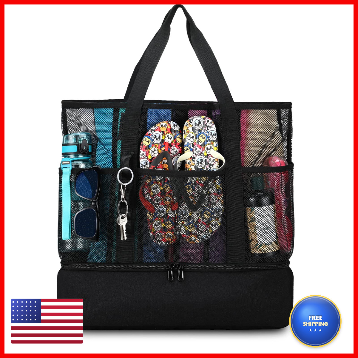 Uylia Beach Bag Coolermesh Beach Bags For Women Sandproof For Pool And Swimming