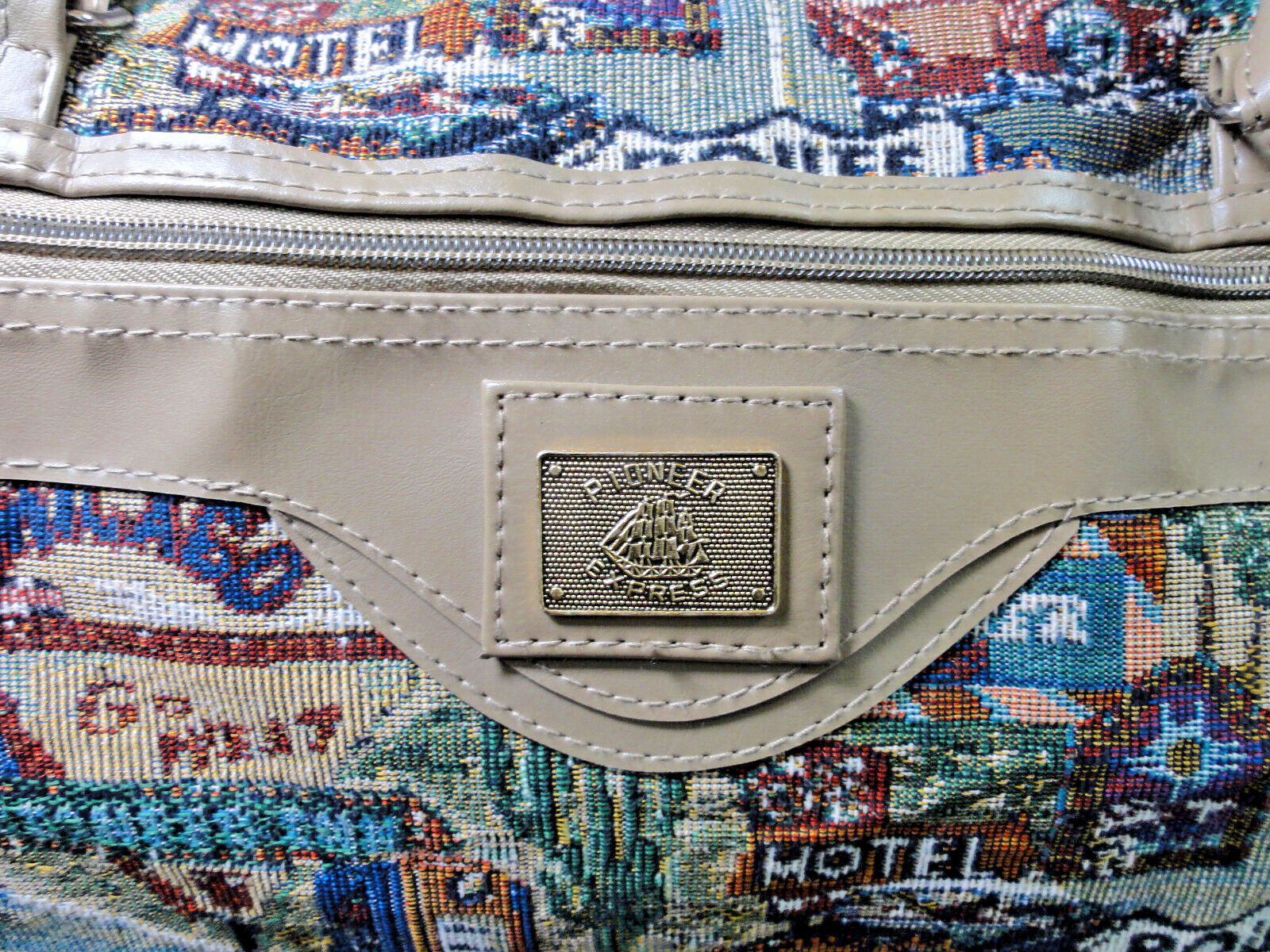 Vintage Pioneer Express Weekend Bag Route 66 Tapestry Duffel Carry On Travel