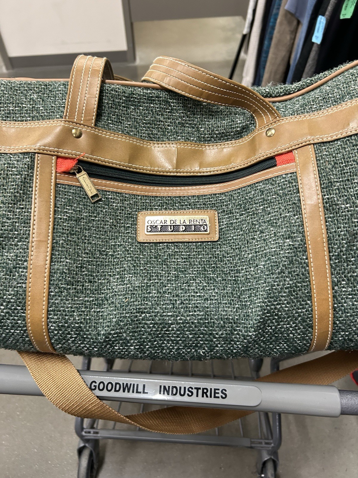Oscar de la Renta Studio Green Tweed Weekender Bag by Henry Rosenfeld Luggage
