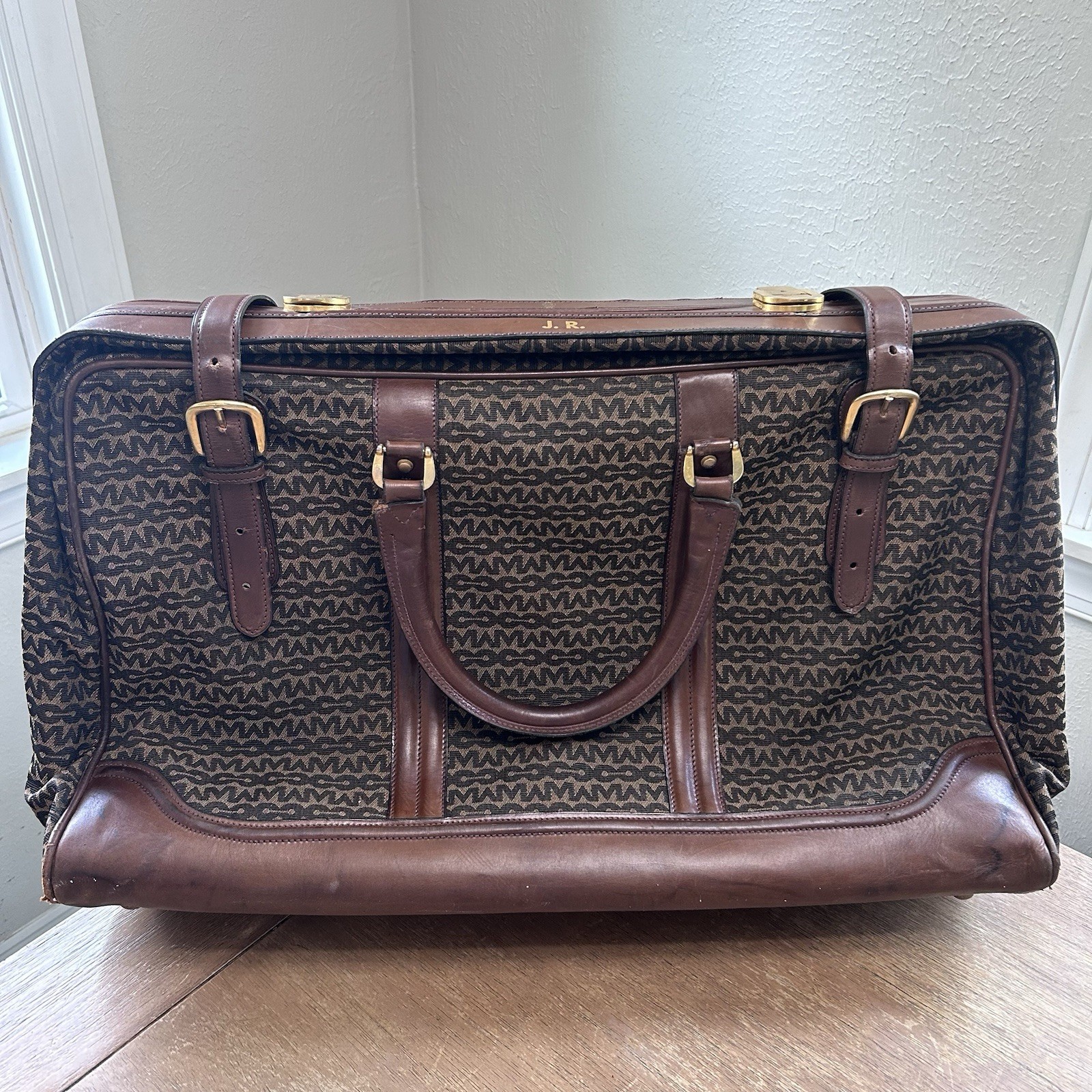 Mark Cross Italy 3-pc Luggage Set Canvas & Leather Vintage 60s Mid Century