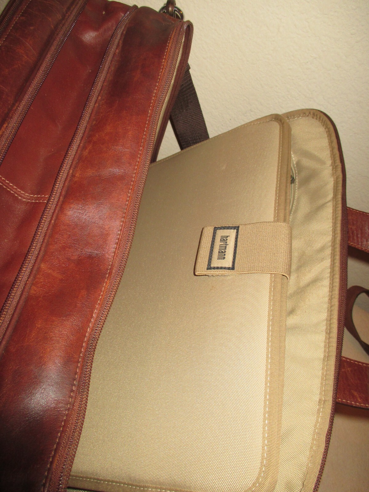 Hartmann Reserve Brown Leather Expandable Briefcase