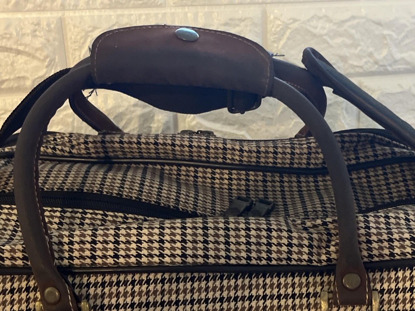 Impressive Vintage Biltmore Vanderbilt Lux Houndstooth Weekender Shoulder Tote