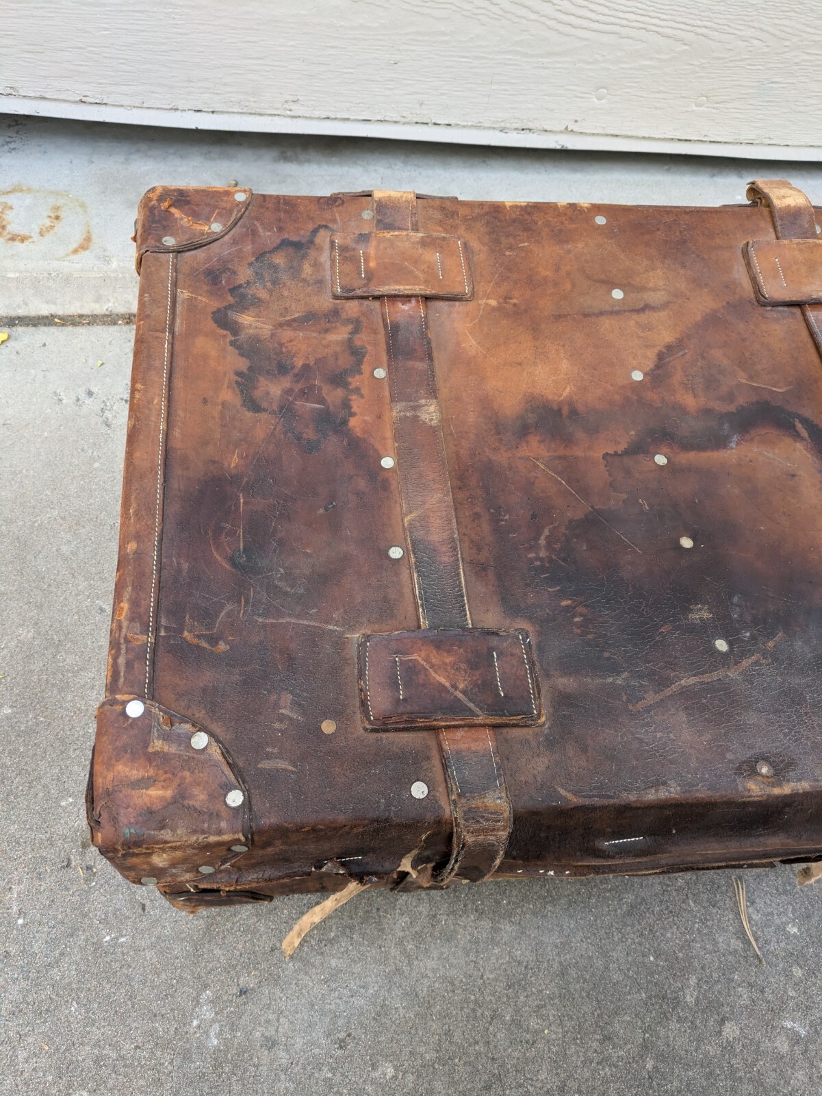 Antique Victorian Cowhide Leather Steamer Suitcase Trunk – Travel/Luggage
