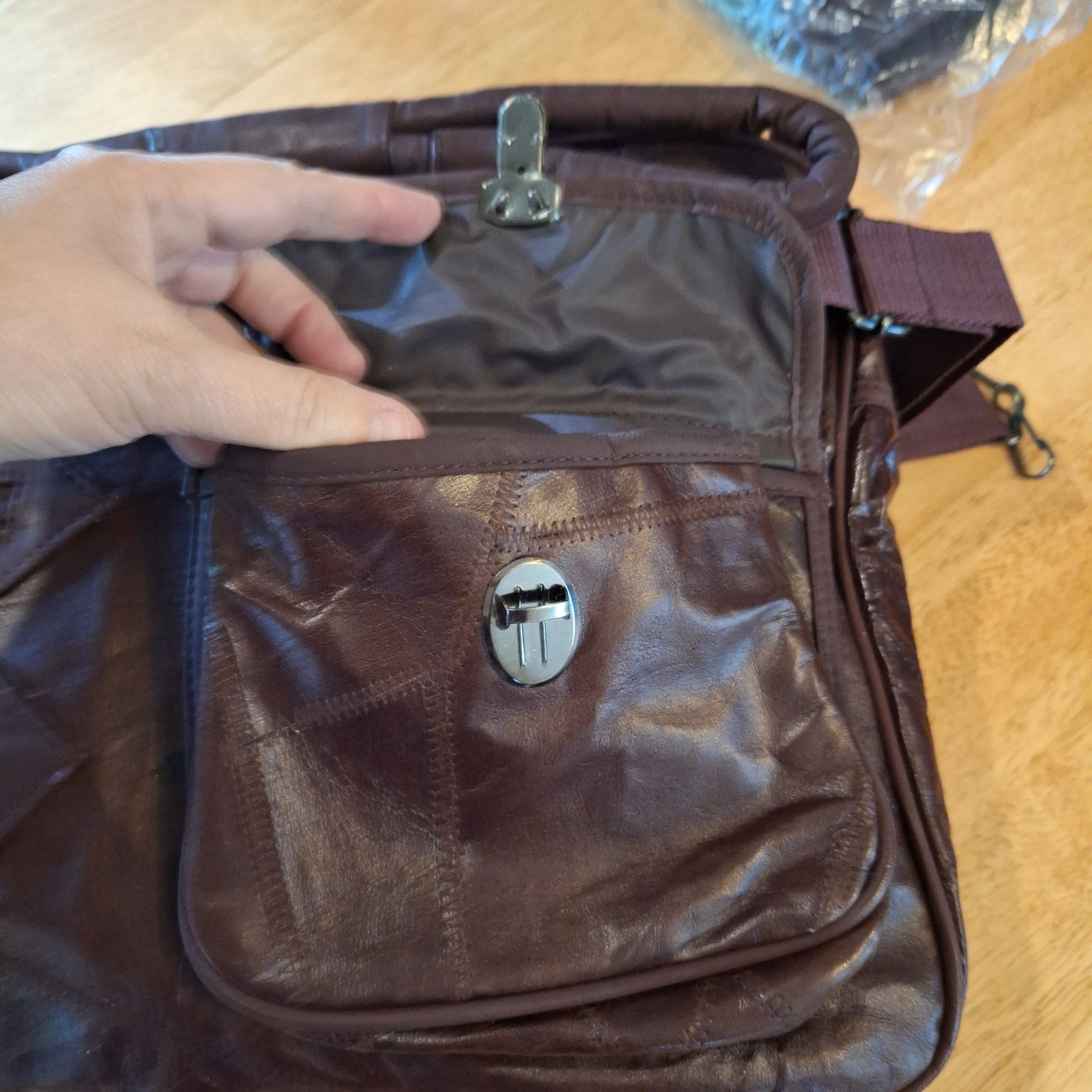 Vintage GSC Brown Patchwork Leather 3 Piece Luggage Set