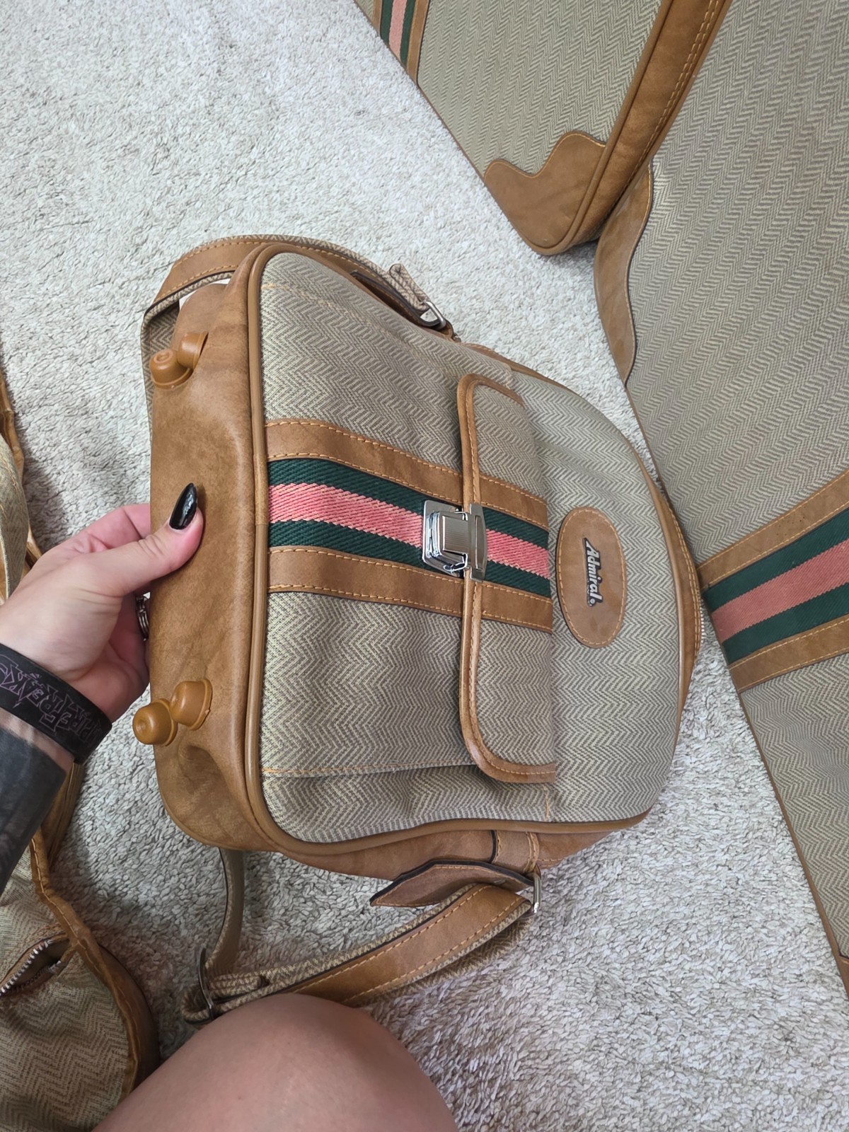 admiral vintage luggage set leather brown
