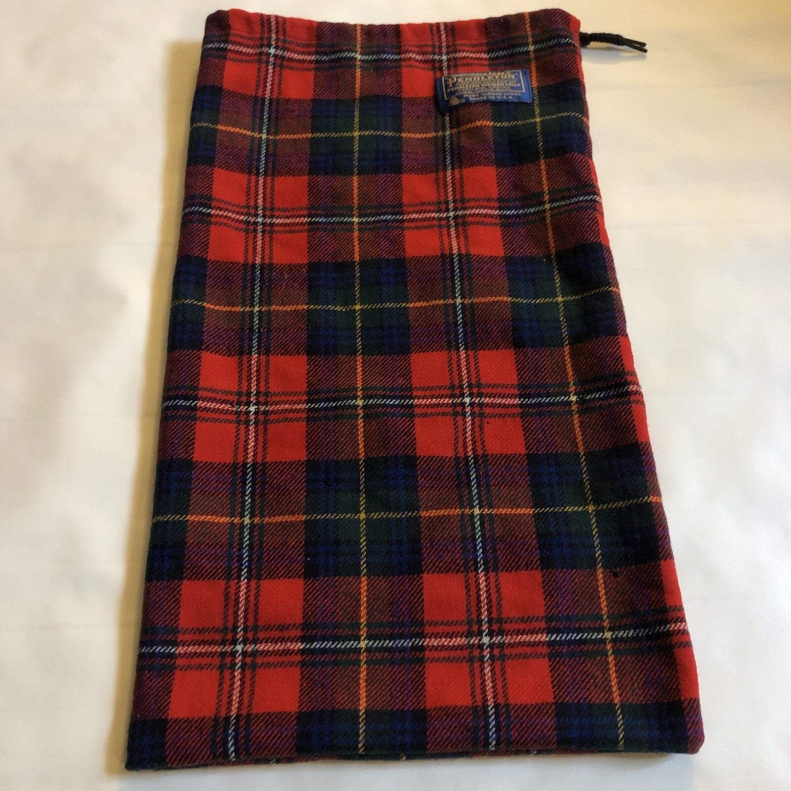 Pendleton Small Woolen Shoe Holder Bag Rustic Gift Wrap with Holes Red Plaid