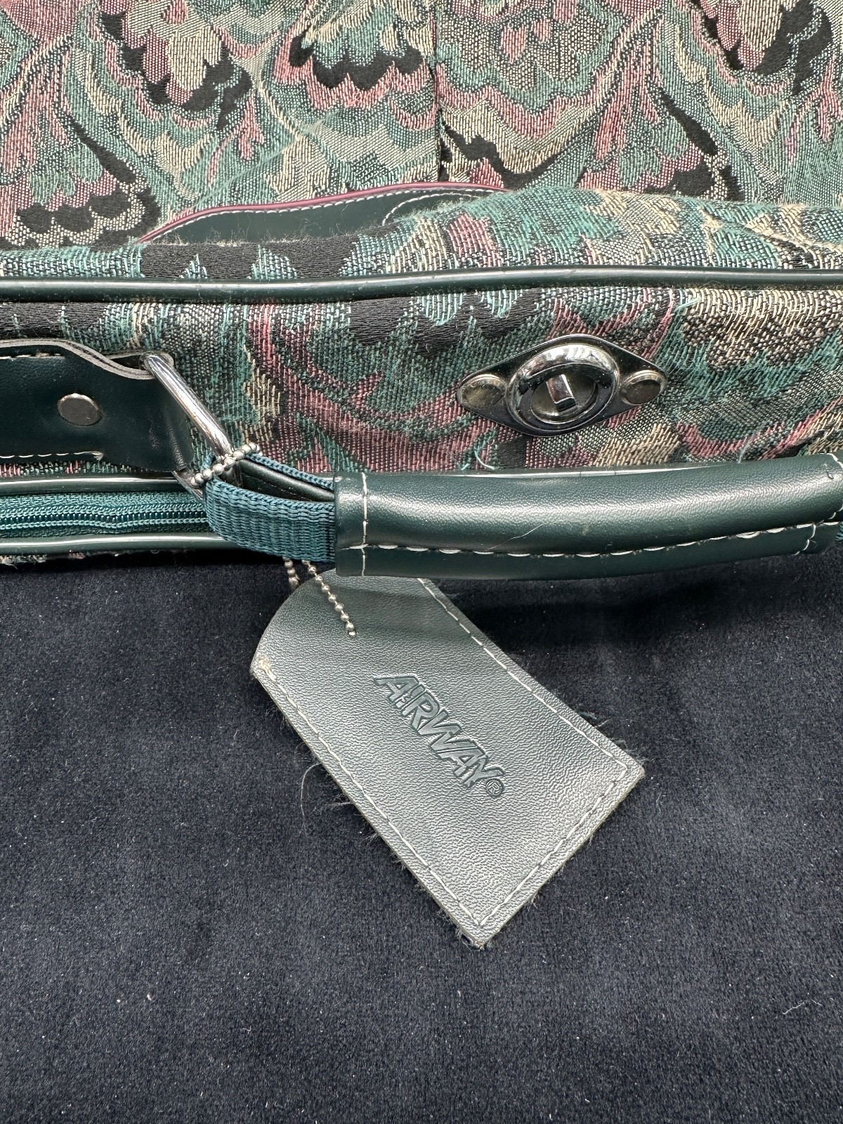 Vintage Luggage Airway Garment Bag Tapestry Teal/Pink Travel Bag Suit Dress