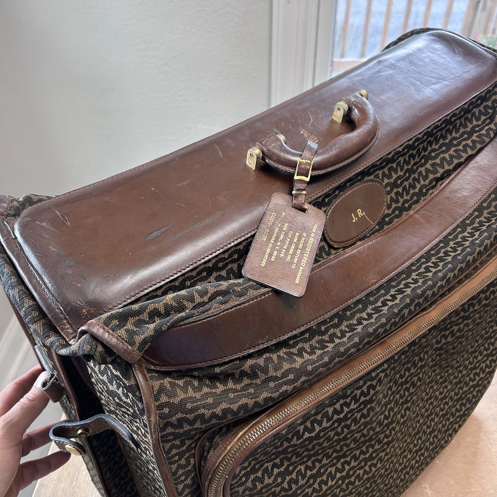 Mark Cross Italy 3-pc Luggage Set Canvas & Leather Vintage 60s Mid Century