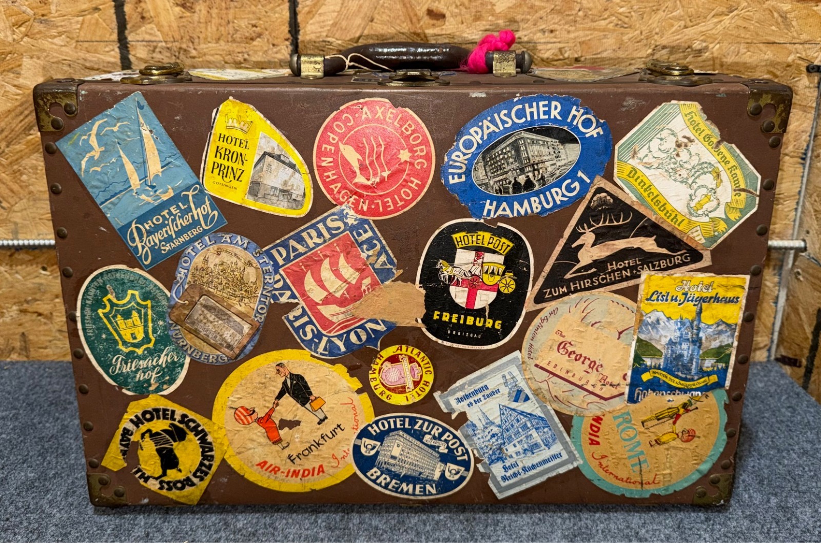 Antique Vintage Davis Sample Case Pair with Traveling Stickers