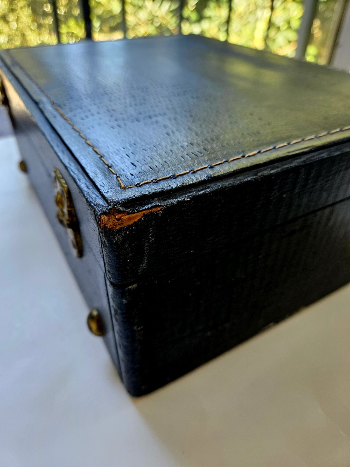 Vintage Deep Blue 13.5”x10″x5″ JC Higgins Brass Fitting Overnight Train Case