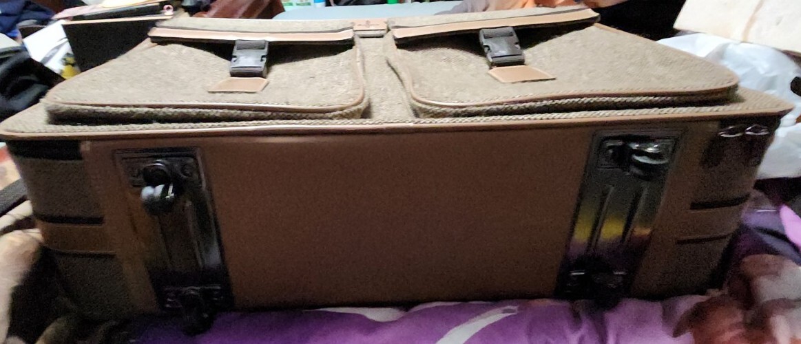 Vintage Atlantic Luggage Tweed Rolling Suitcase Large 26″ X 19″ X 8″