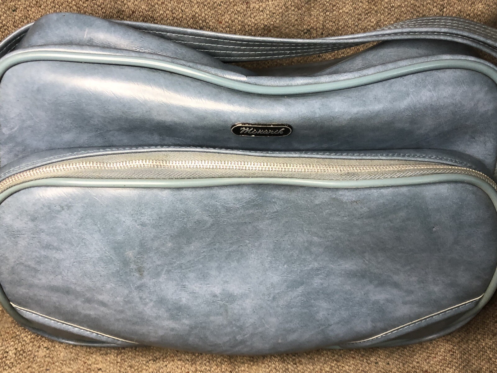 Vintage MCM Monarch Turquoise Blue Travel Bag Luggage Carry On Locking Zipper