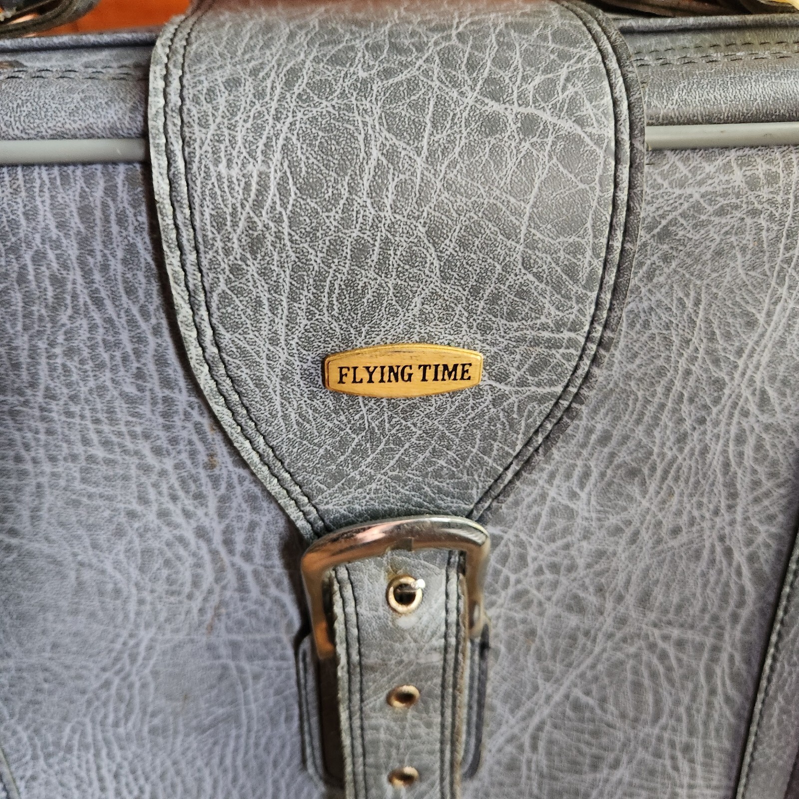 Vintage Flying Time Blue Suitcase