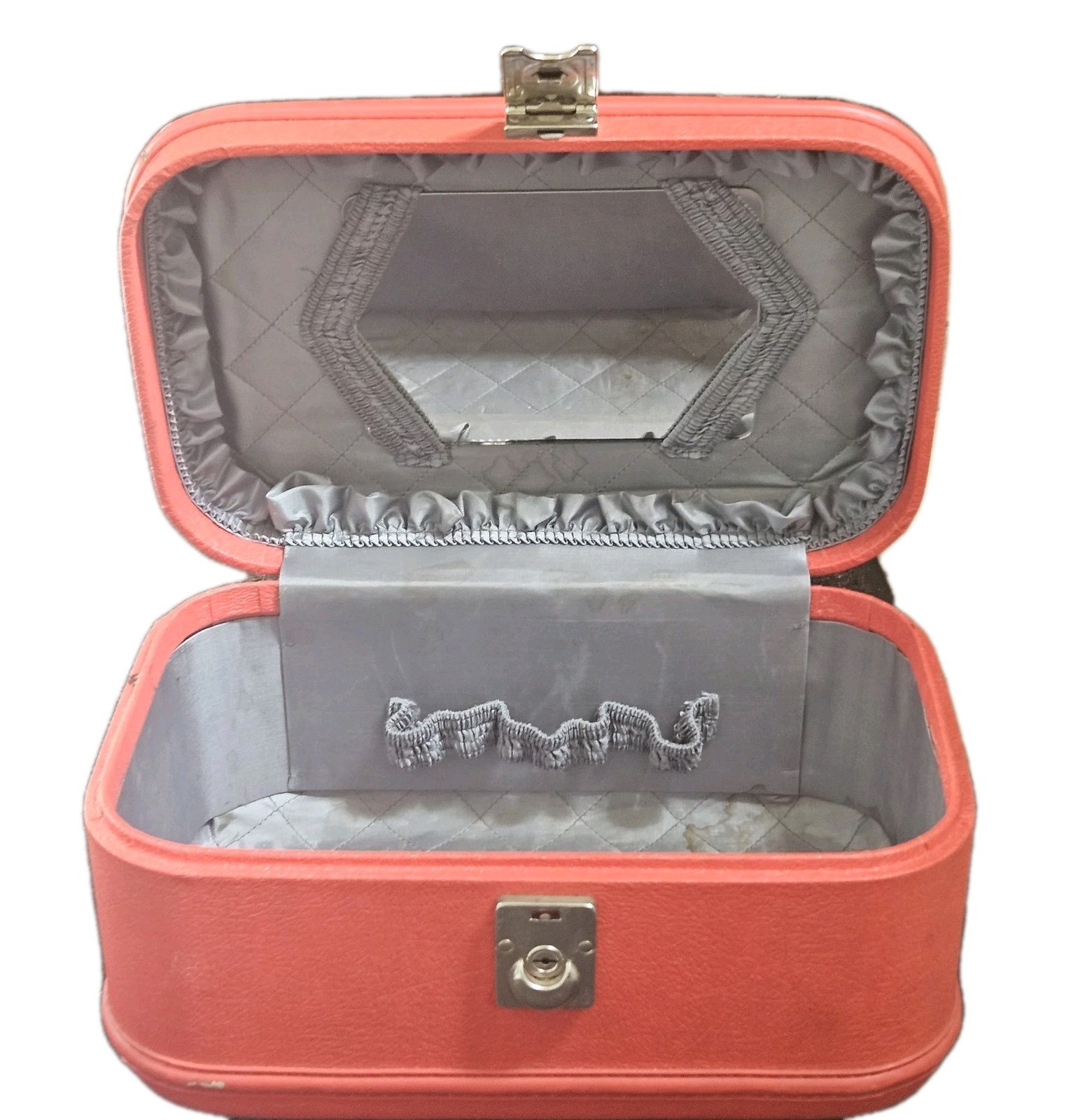 Cool 1960s Rare Red Train/Makeup Case With Mirror