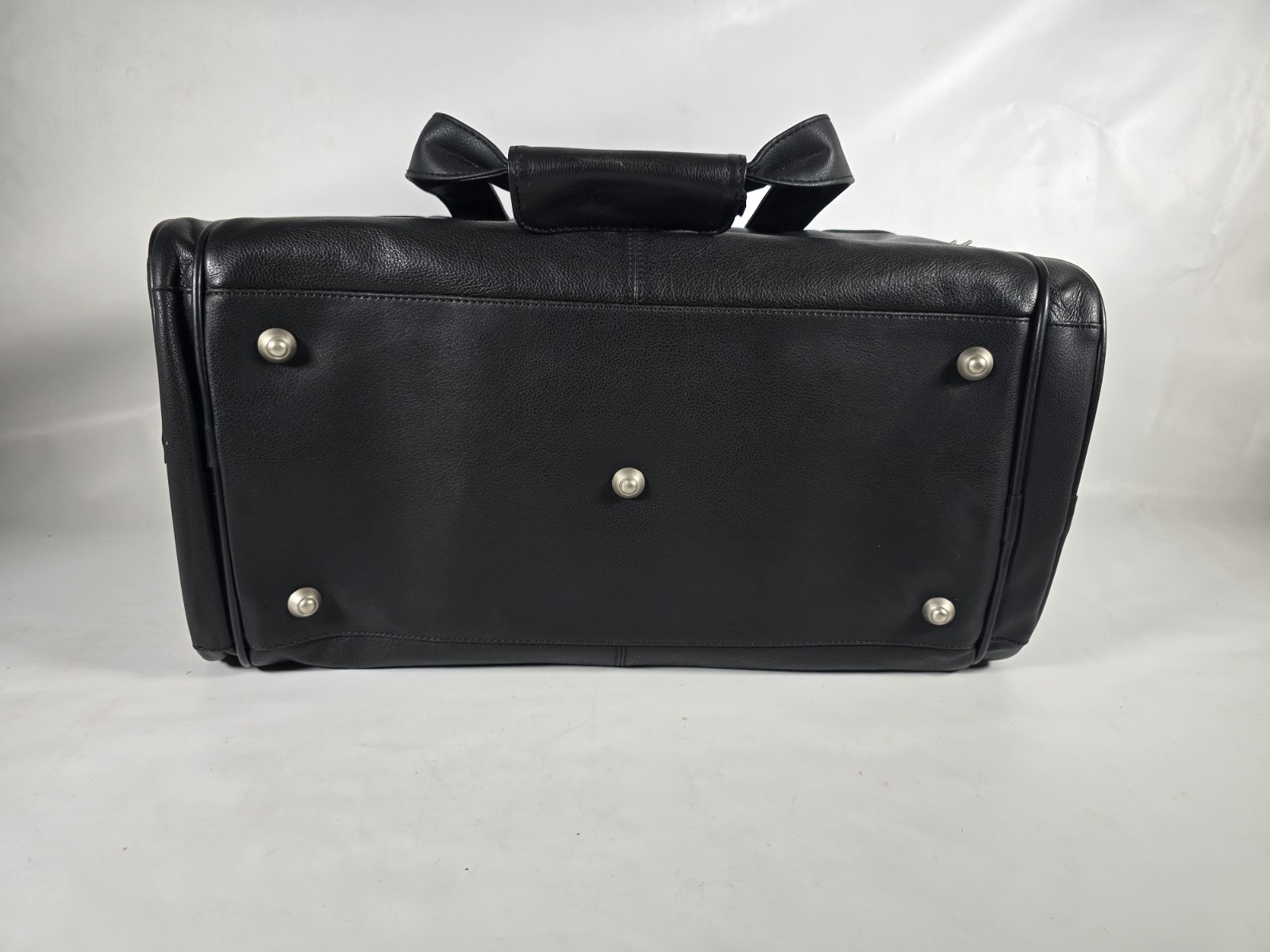 Corvette Vintage Black Leather Duffel Bag Red Logo, 20″ Travel Carry-On