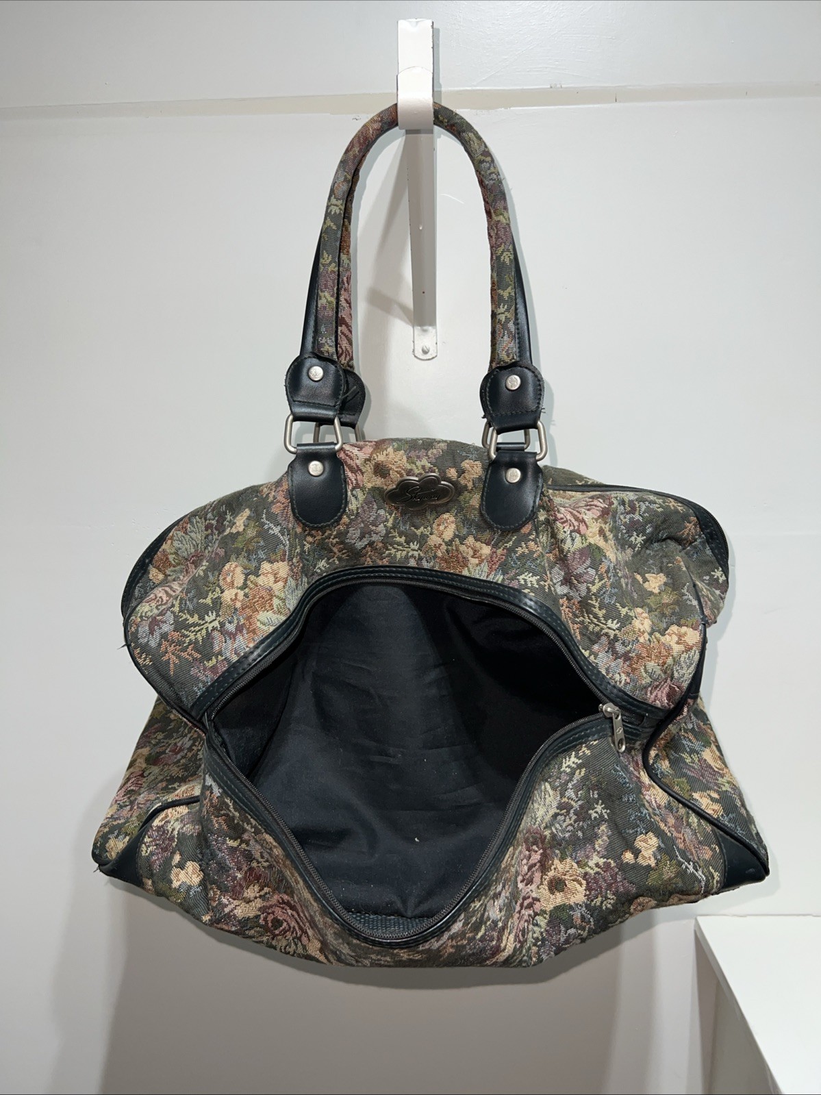 Vintage Floral Flowers Skyway Retro Travel Carryon Luggage Bag Handles Canvas