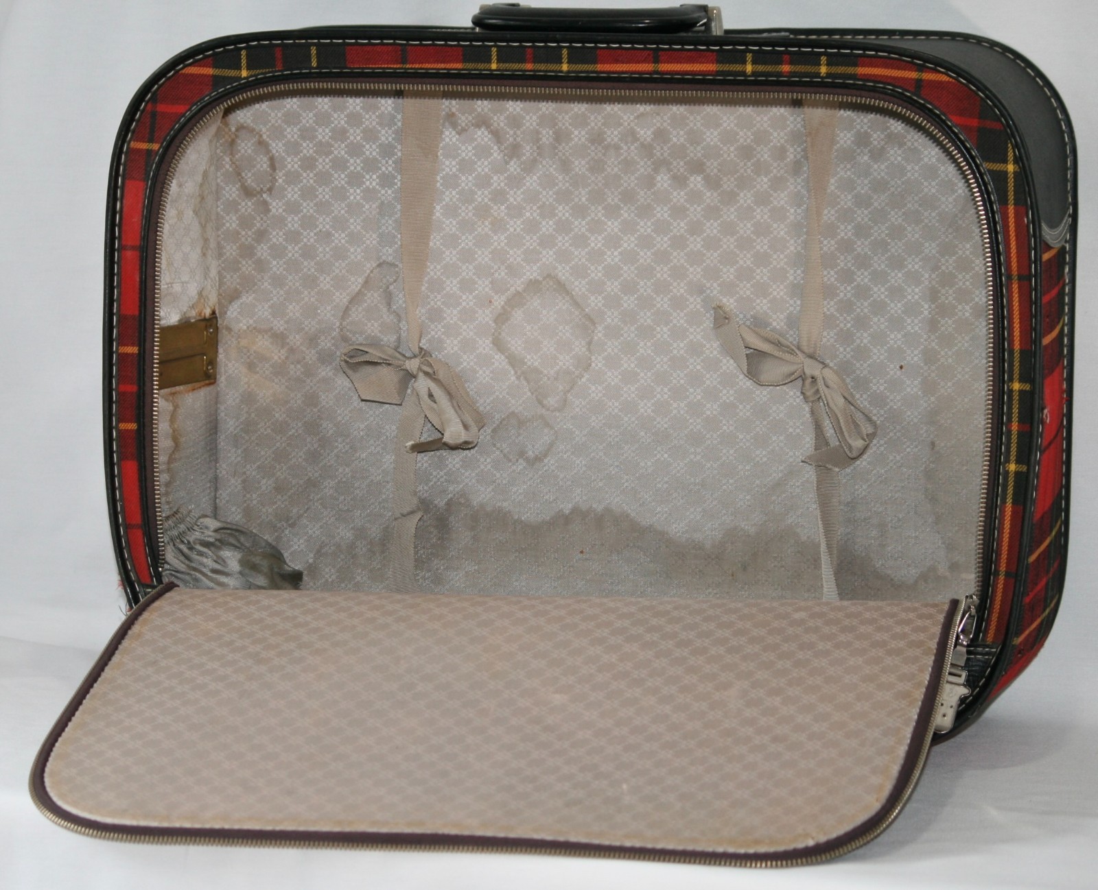 Grasshopper Suitcase Red Black Yellow Tartan Plaid Zip Luggage 21″ x 15.5″x 5.5″