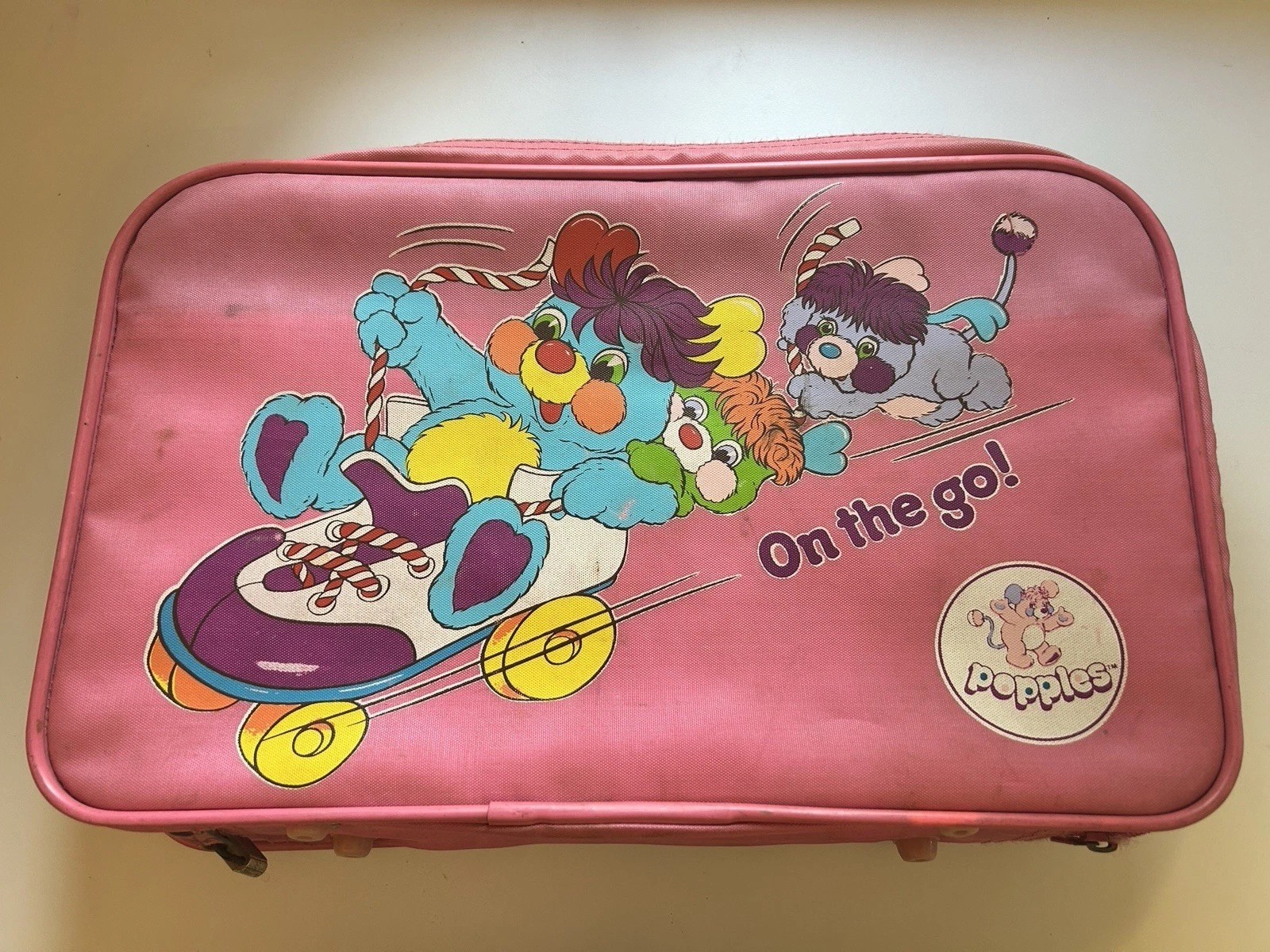 Popples On The Go Suitcase 1986 Vintage Pink Travel Bag Good Zipper