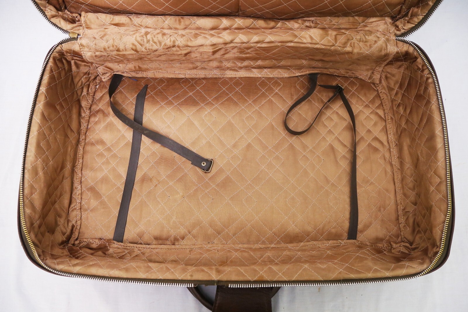 valigia cuoio pelle anni 70 grande vintage foderata viaggio marrone