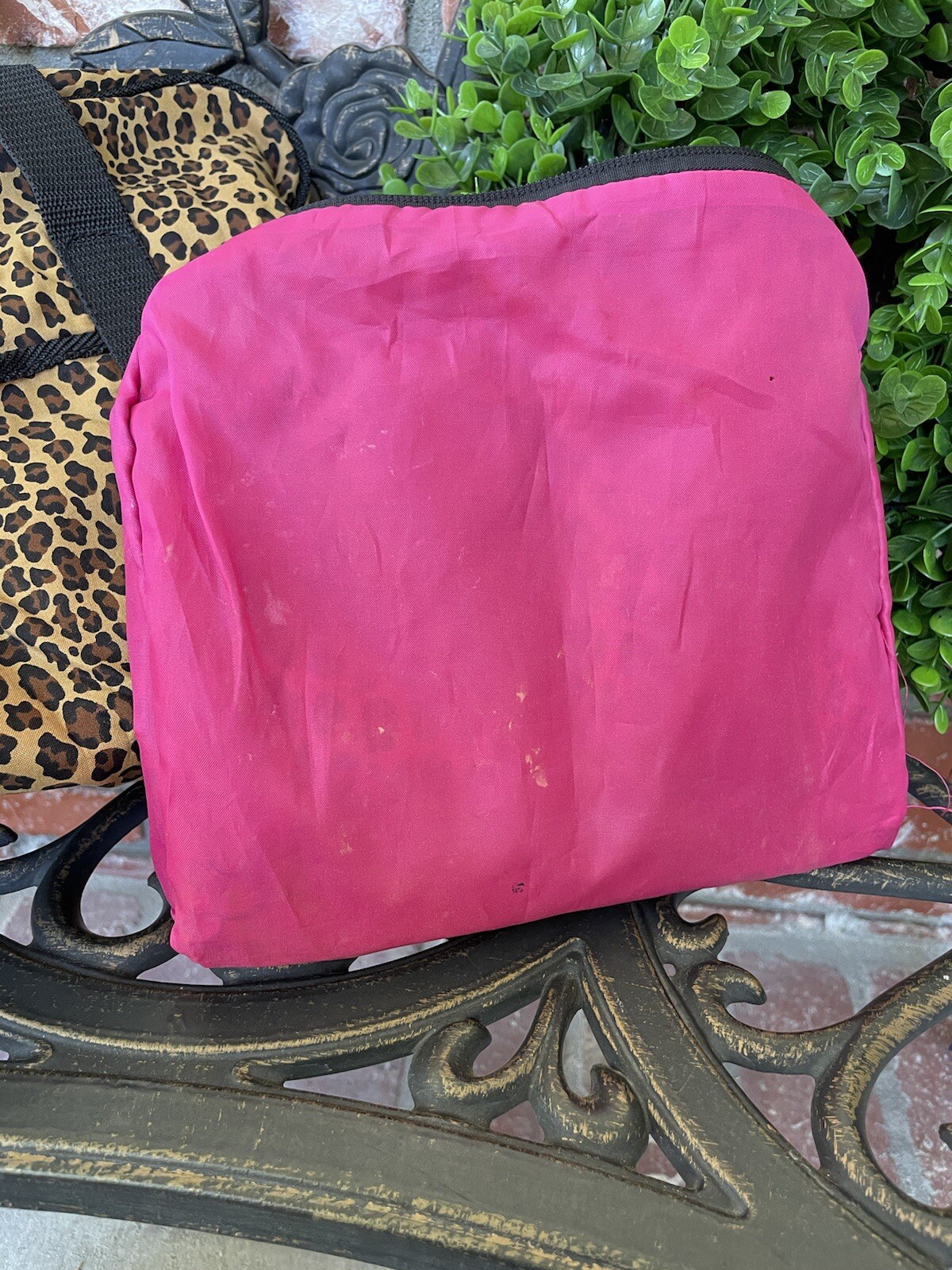 Vintage Weekender Travel Bag W/Cosmetic Pouch & Garment Bag; Cheetah Print/Black