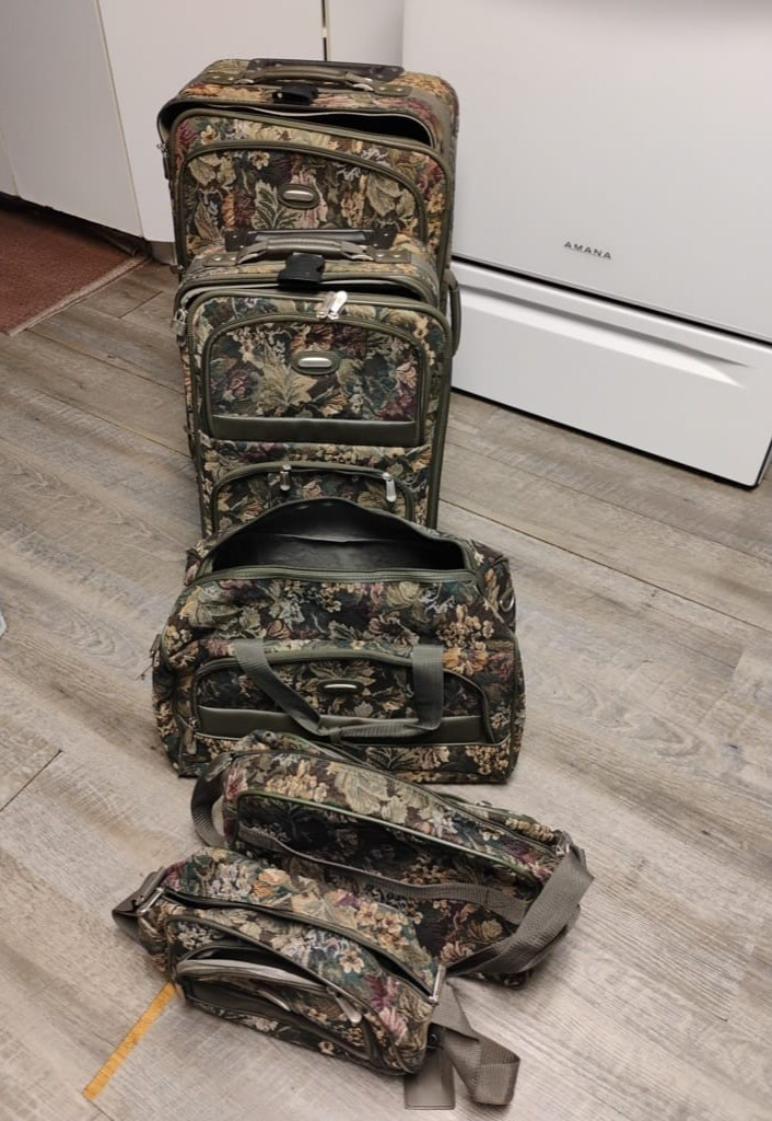 Sets of 5 Protocol English Garden Floral Tapestry Rolling Suitcase Travel Bag