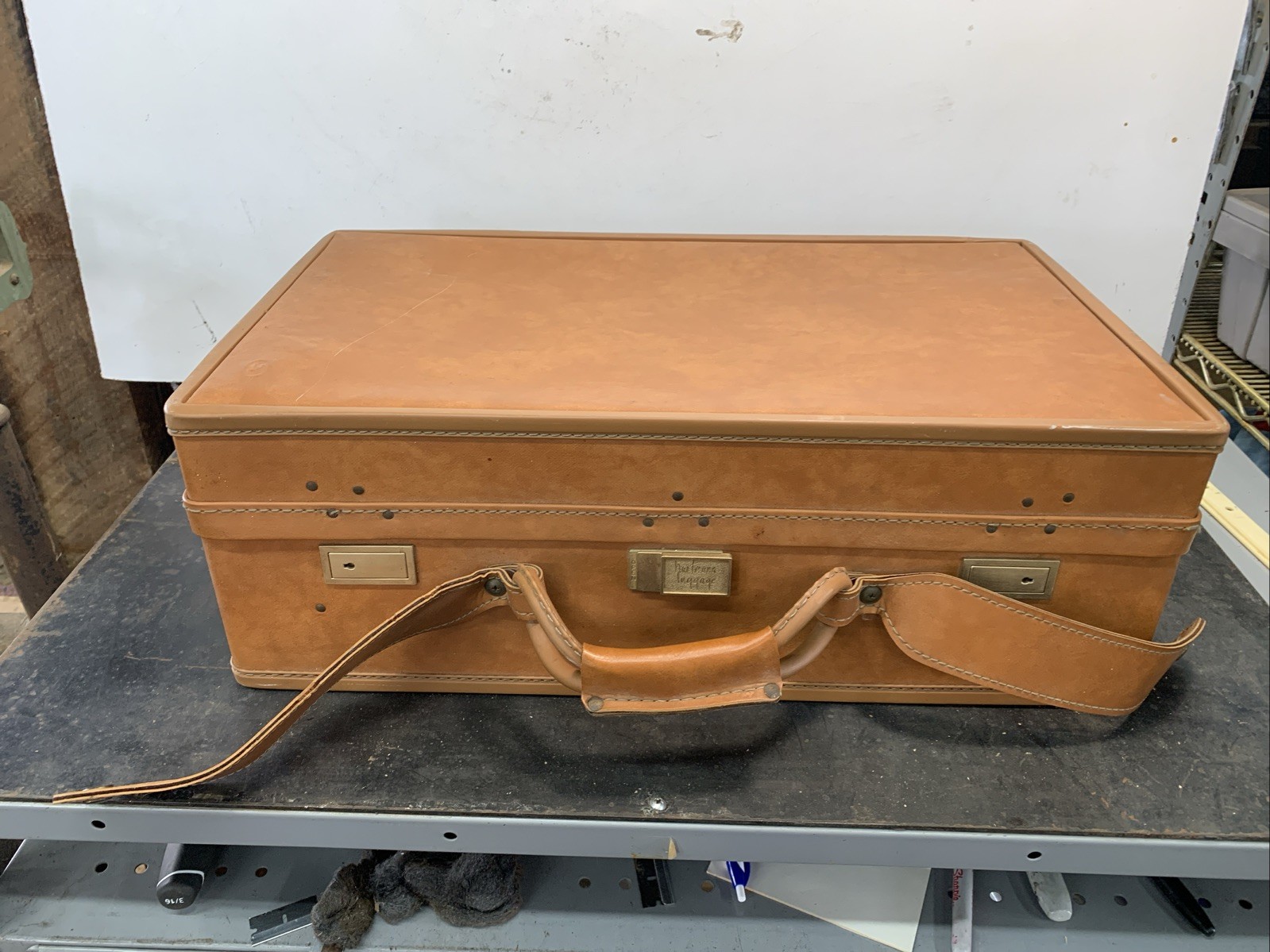 Vintage Hartmann Leather Luggage Tan Suitcase Paisley Lining