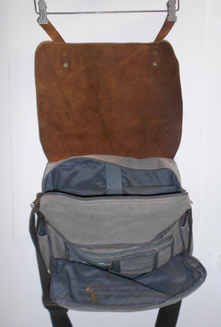 Vintage G.H. Bass & Co. Messenger Bag Briefcase leather with canvas excellent