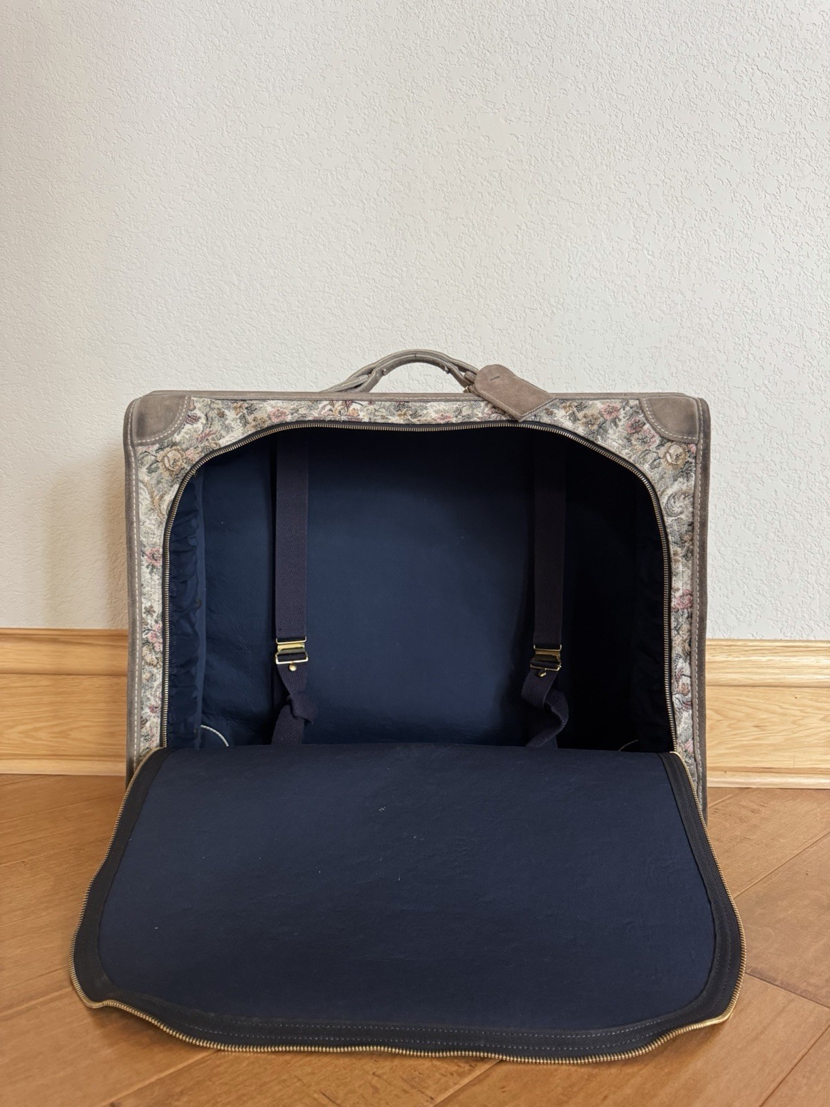 Vintage French Co Floral Tapestry Suitcase Brocade Carry On Luggage USA