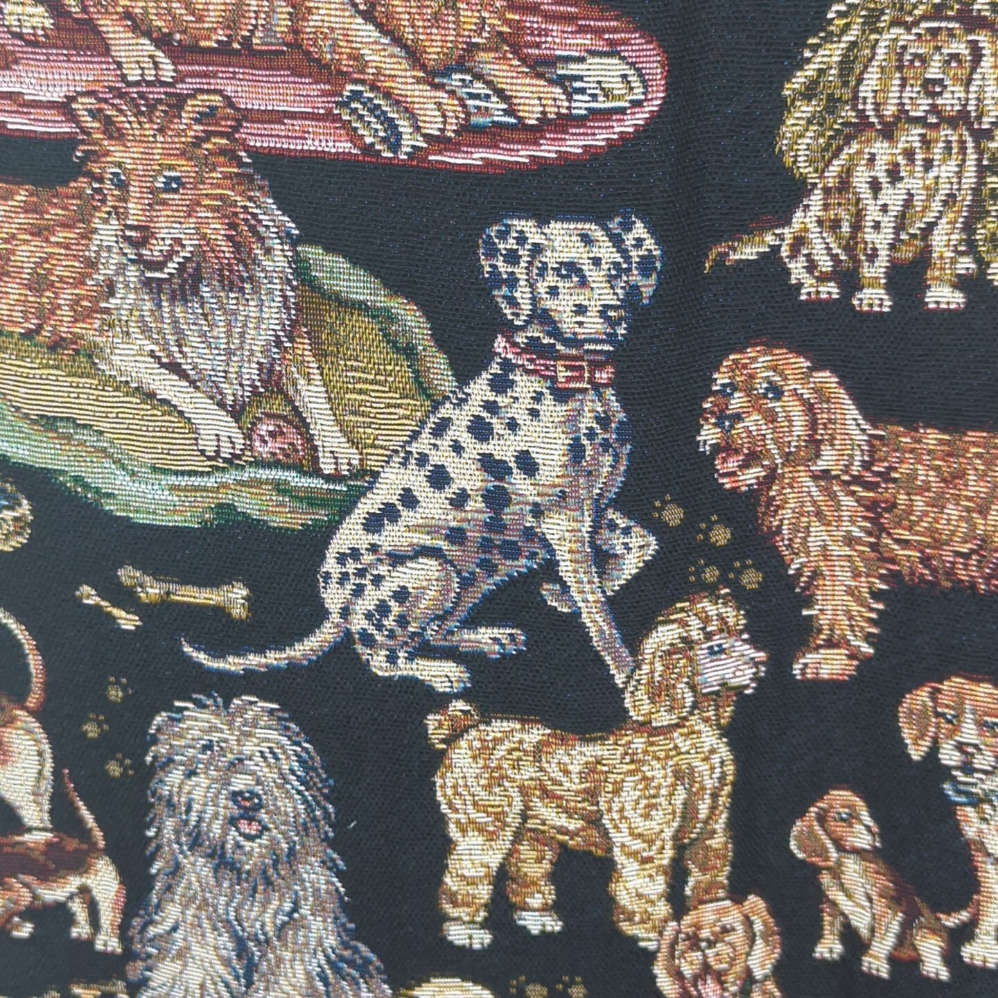 Vintage Tapestry Garment Travel Bag With Zipper No Pockets Dogs