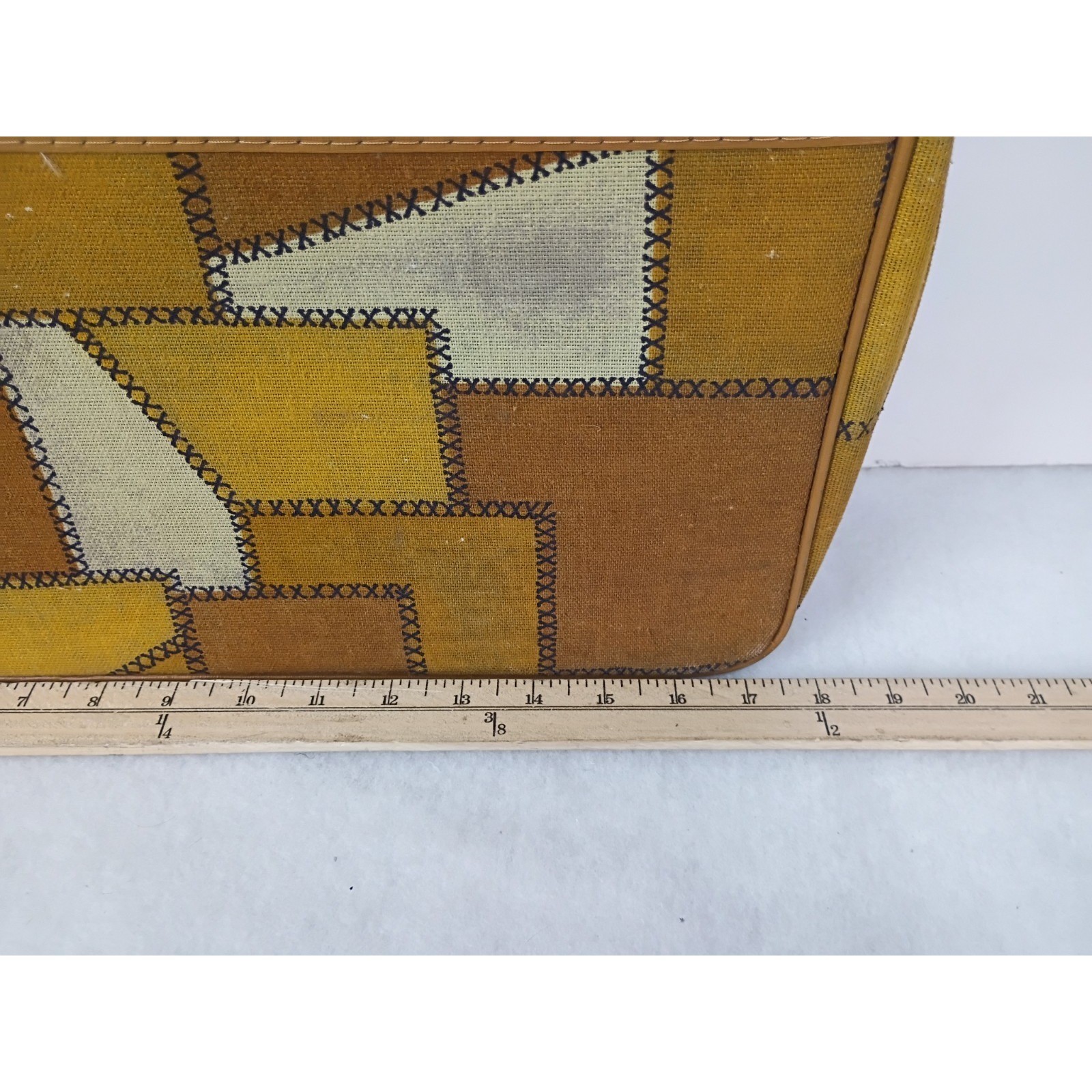 Armored Luggage Co. Vintage 70s Patchwork Suitcase Travel Storage Bag Retro
