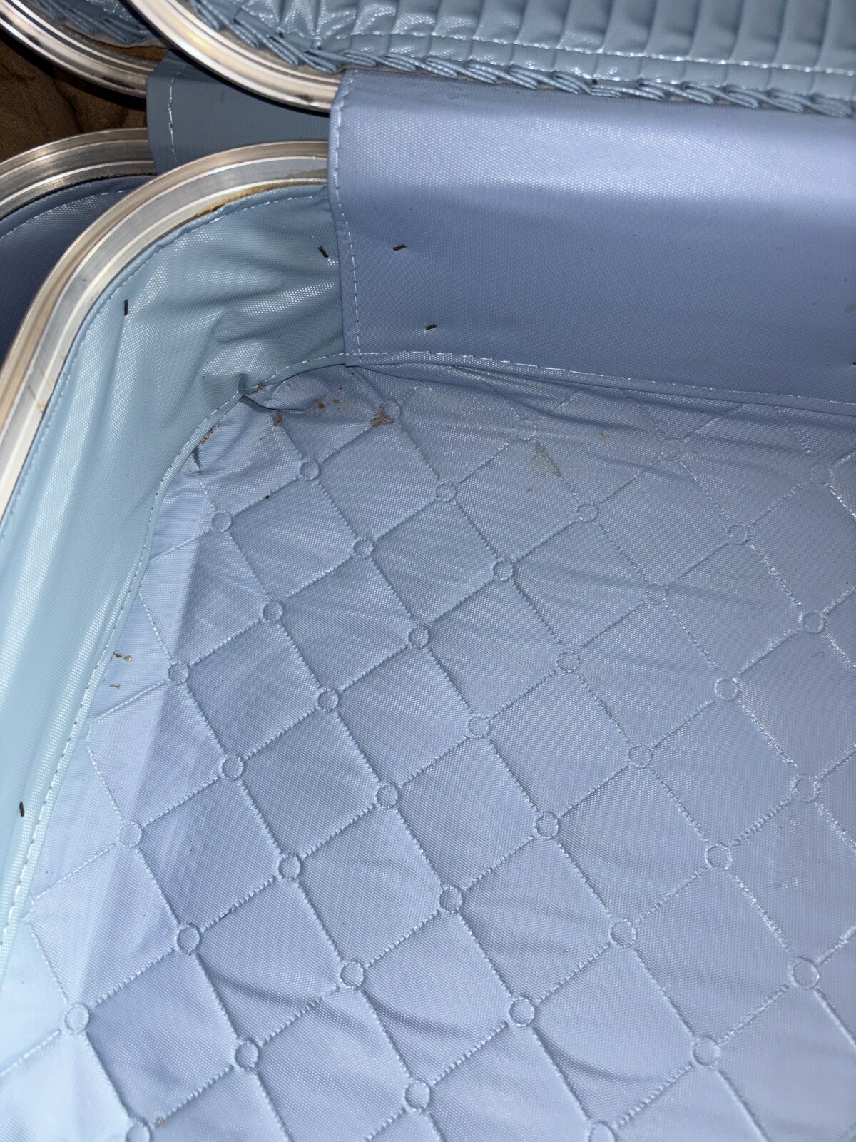 Vintage Scovill Blue Marble 4 Piece Luggage Suitcase Overnight Bags Shave Bag