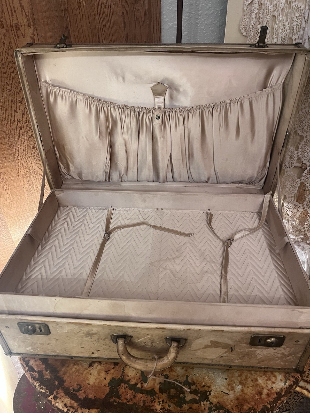 Rare Antique Vintage Hartmann Vellum Suitcase Luggage Travel Trunk Case Hard