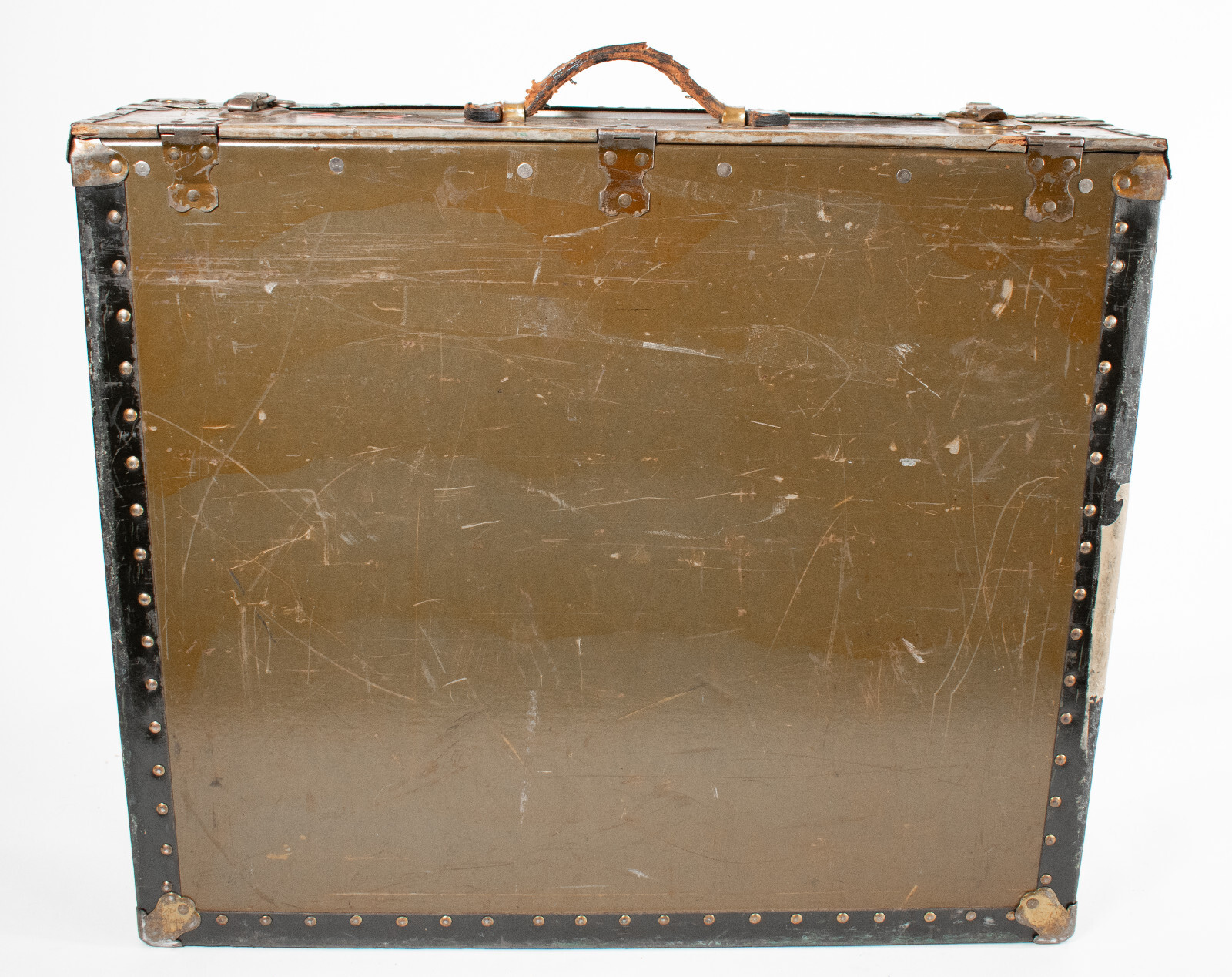 VTG Unique Metal Lined Trunk Case w Hinged Front Panel – Military/Civil Defense?