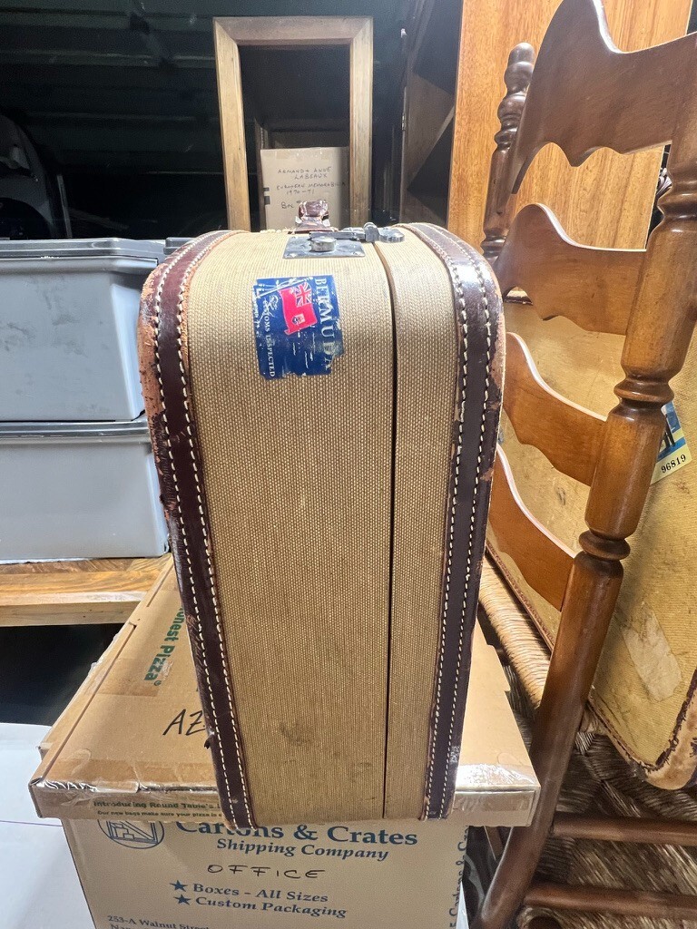 2 – 1940’s Vintage Suite Cases – both with OG travel inspection stickers