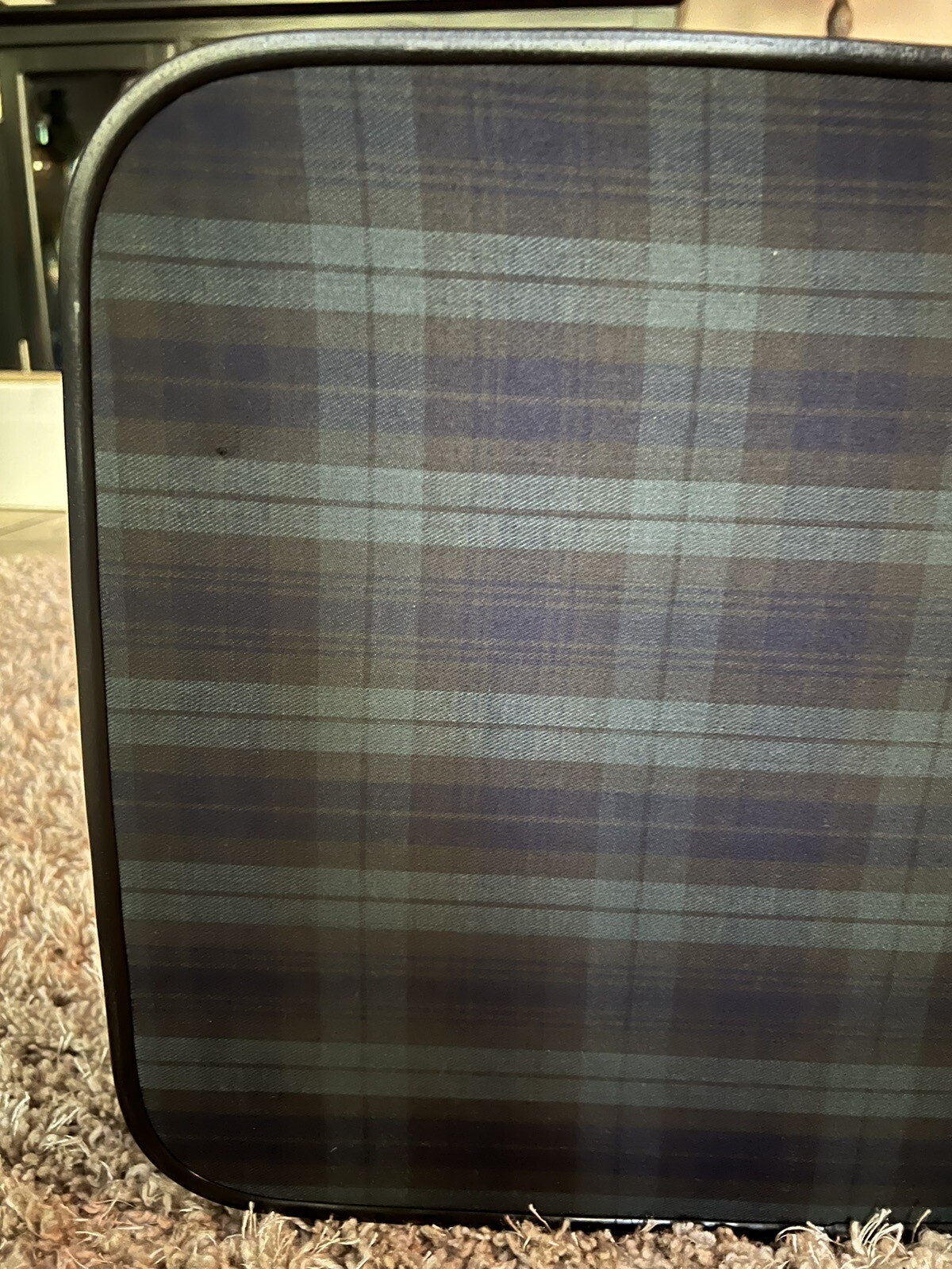 Vintage Leeds Blue and Green Checkered Suitcase vintage Very Clean