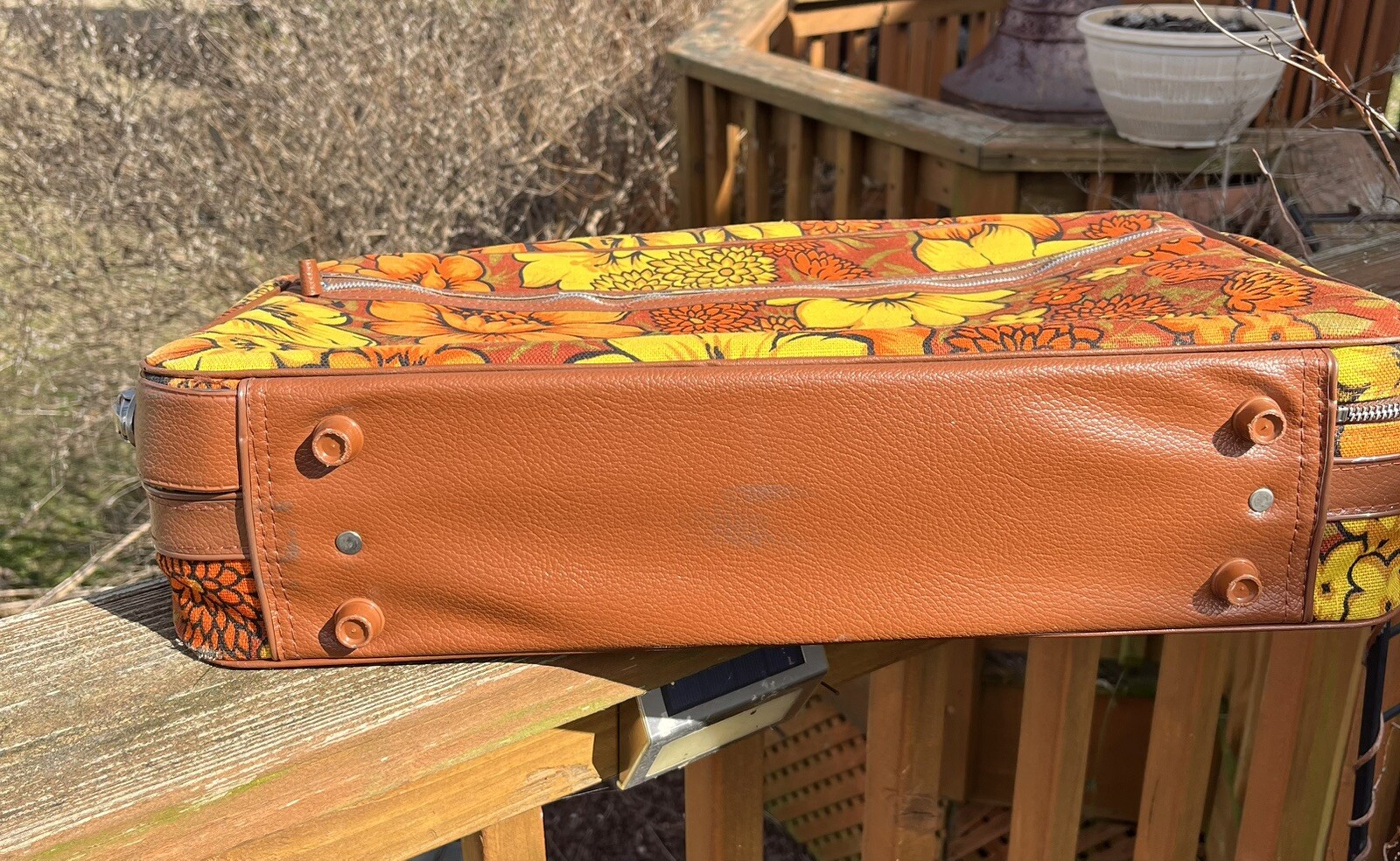 Vintage Cloth Suitcase Mod Flower Child Groovy Jan Brady Japan Made 1960
