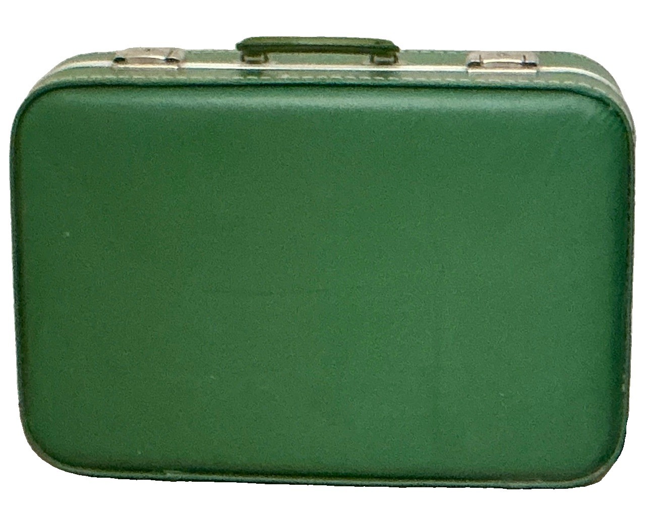 Vintage Mid-Century Suitcase▪️Patterned Interior▪️Green Hard Shell▪️19”x12”x5”
