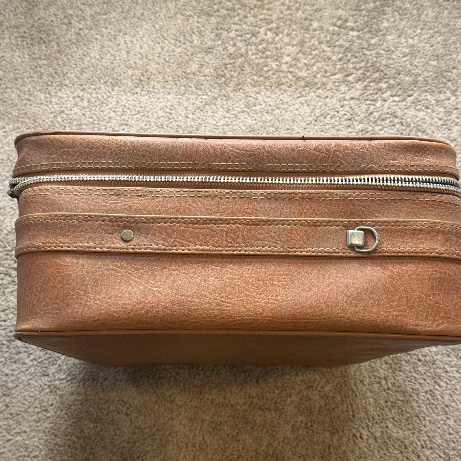 Vintage Monarch Luggage 2 Pc Brown Faux Leather Suitcase Set 70s 80s
