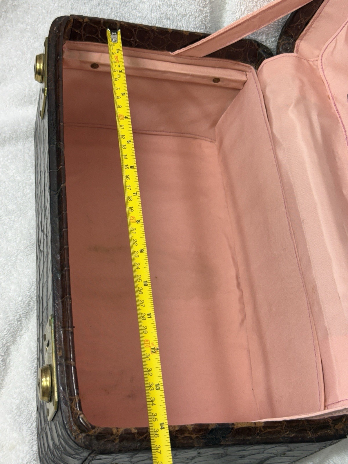 VTG Hartmann Alligator Embossed Leather Travel Train Case Luggage w/Mirror