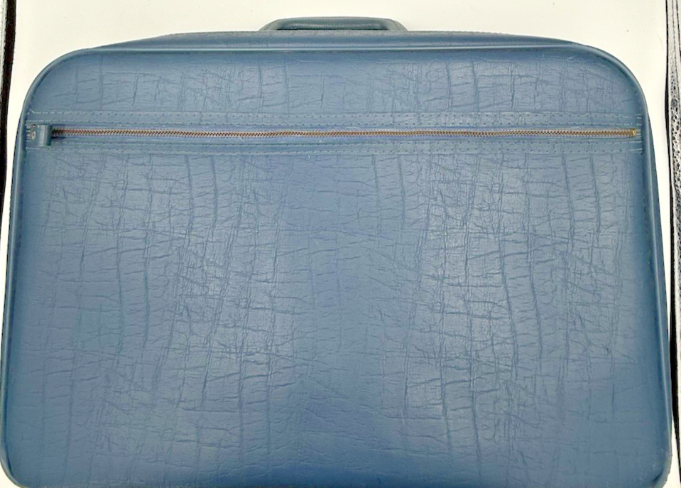 Vintage 1970s Bantam Soft Suitcase Blue Travel Bag Small Carryon Child’s Grandma