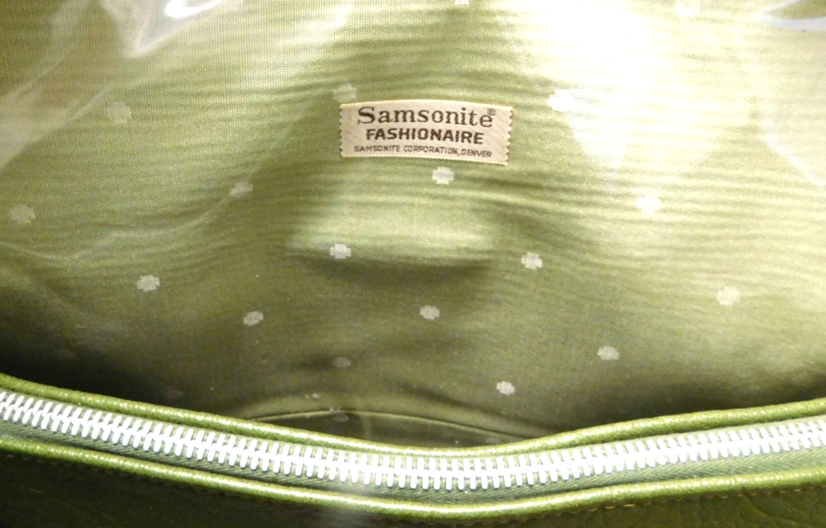 Samsonite Avocado Green 1960s-70s Fashionaire Travel Bag w/ Matching Pouch READ