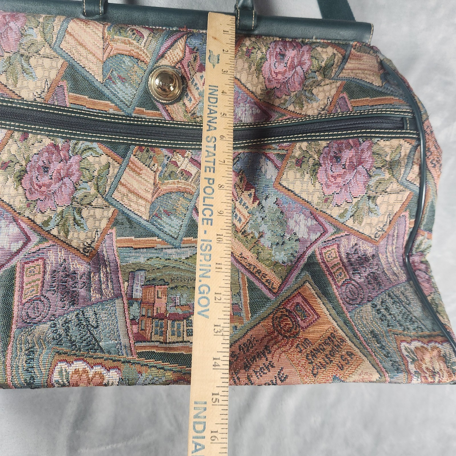 Capezio Tapestry Carry on Luggage Bag Vintage Snap Down Carpet Bag
