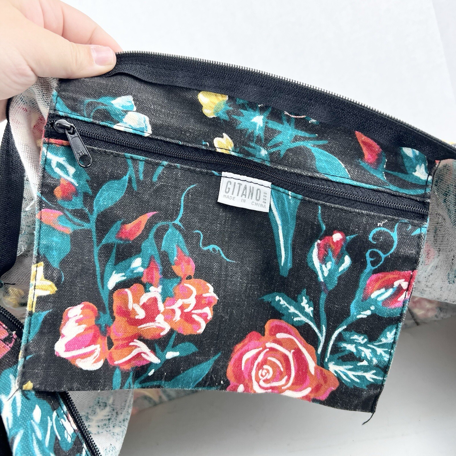 Vintage Gitano Floral Tapestry Weekender Duffle Bag With Leather Straps 90’s