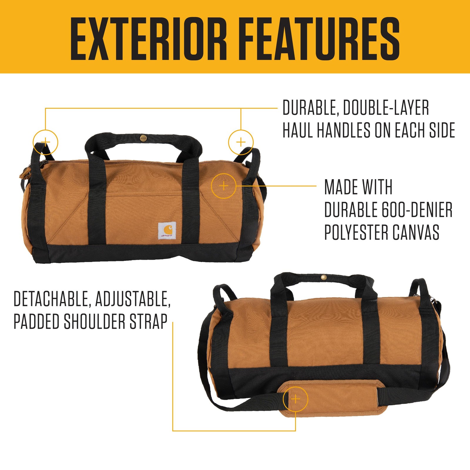 Carhartt Classic Round Duffel Utility Pouch Heavy-Duty Water-Resistant Packable